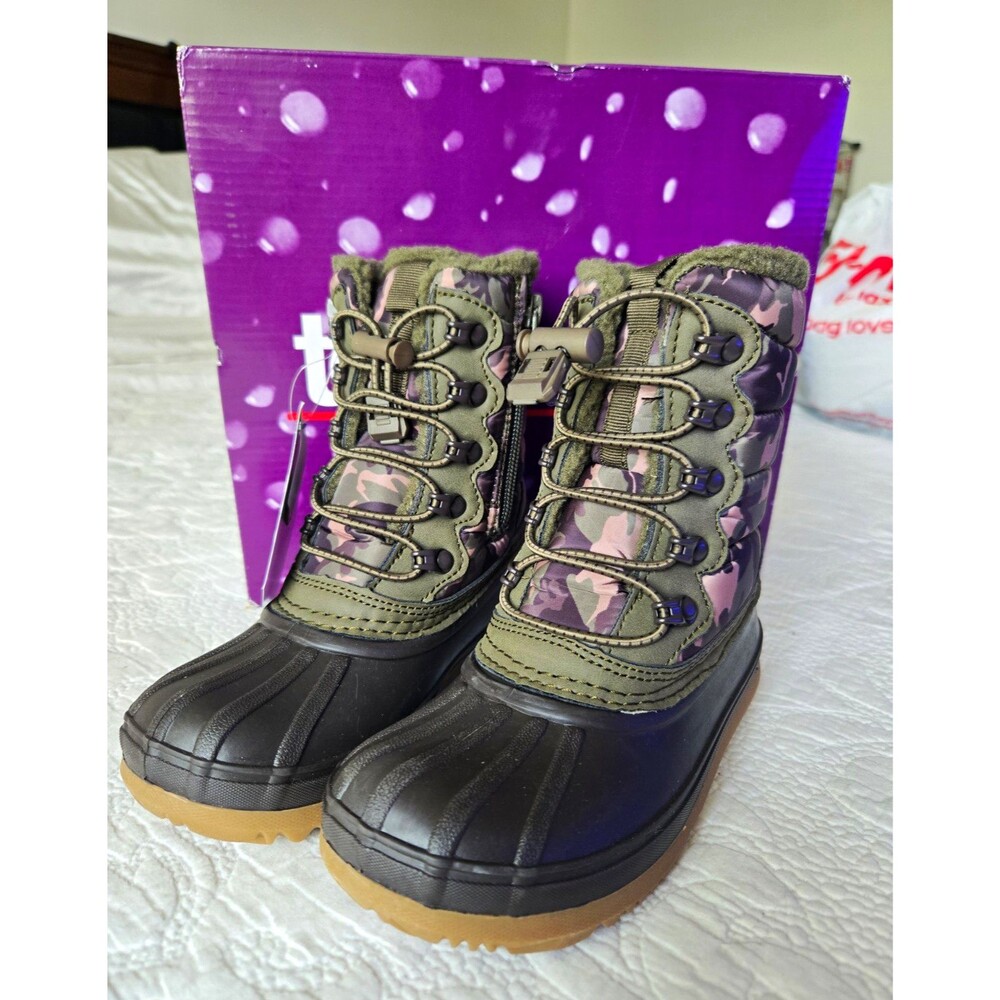 totes Cypress Kids Snow Boots Waterproof Camo Lace-Up Mid-Calf US 12